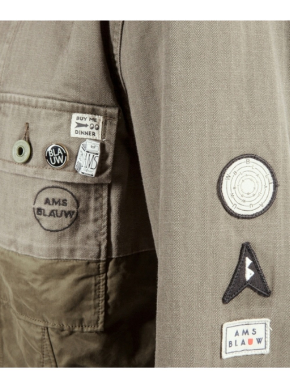 Scotch & Soda Military Shirt Jacket in Army Green with patches Men's Small - Picture 3 of 10